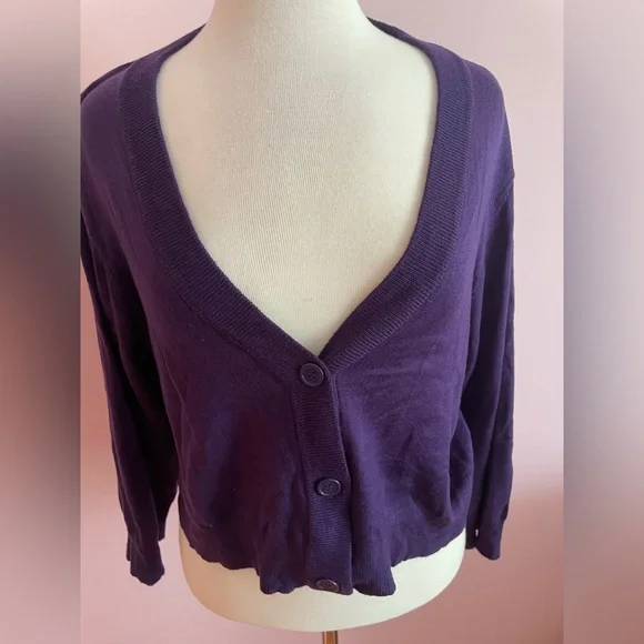 Purple Button-Up Cardigan - Picture 2 of 6
